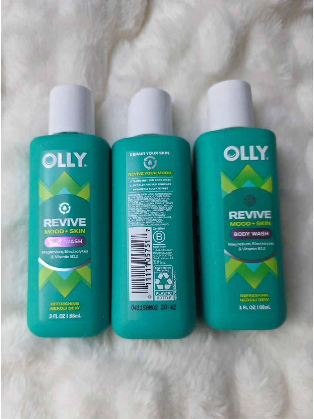 OLLY Revive Mood + Skin Body Wash - 3pk Travel Size